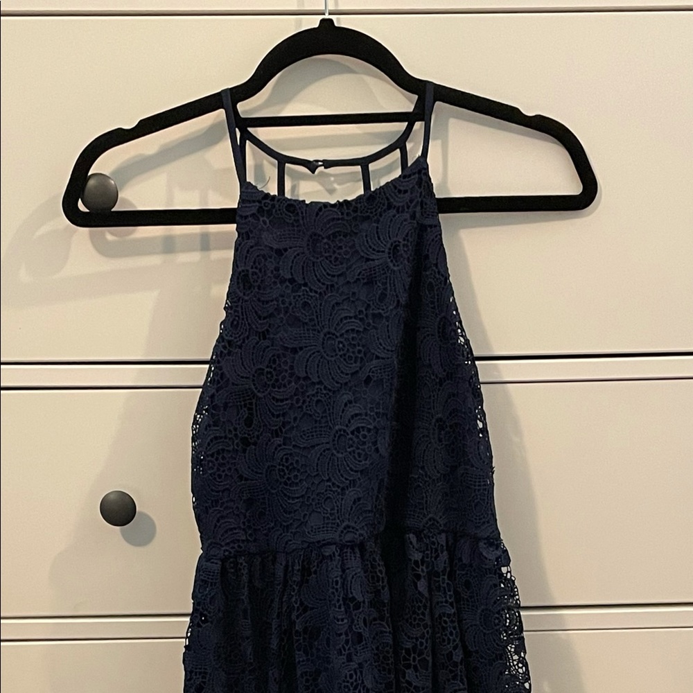 BLUE FLOWER-LACE DRESS